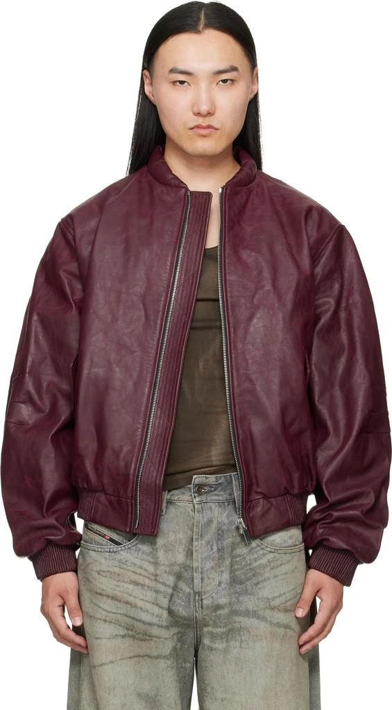 424 Red Leather Bomber Jacket