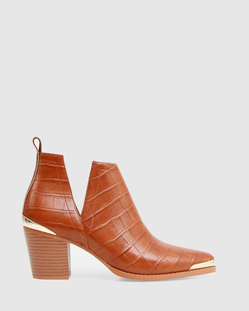 Belle & Bloom Austin Croc Embossed Ankle Boot - Camel