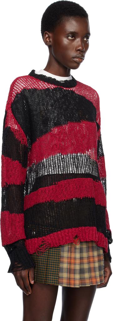 ANDERSSON BELL Red & Black Stripe Crew-Neck Sweater