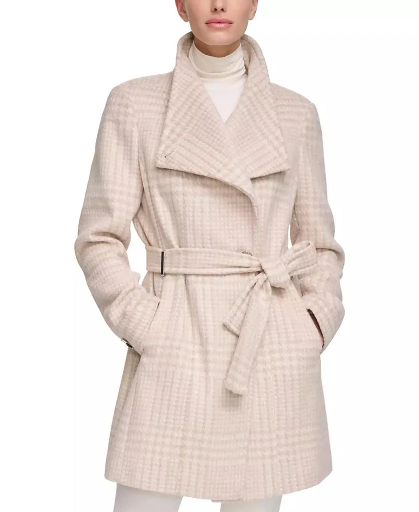 Calvin Klein Womens Asymmetrical Belted Wrap Coat, Created for Macys 1