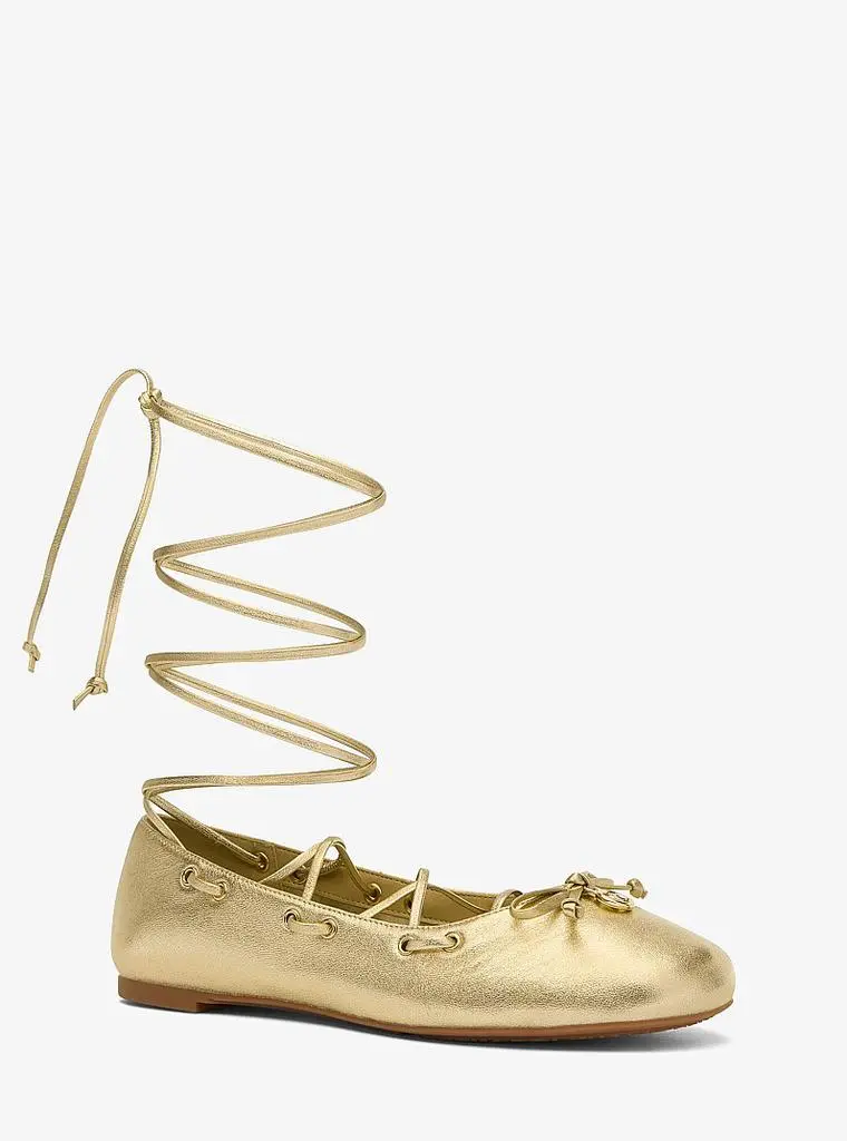 Michael Kors Shae Flex Metallic Leather Ballet Flat