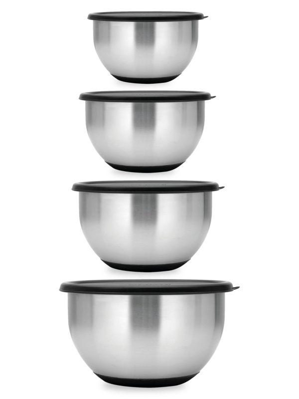 BergHOFF Essentials 8-Piece Stainless Steel Covered Mixing Bowl Set