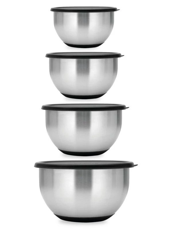 BergHOFF Essentials 8-Piece Stainless Steel Covered Mixing Bowl Set 1