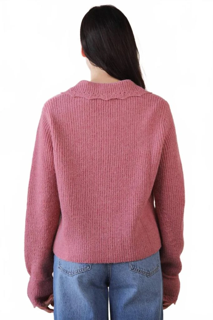 VERY J Heart Button Down Cardigan In Mauve 2