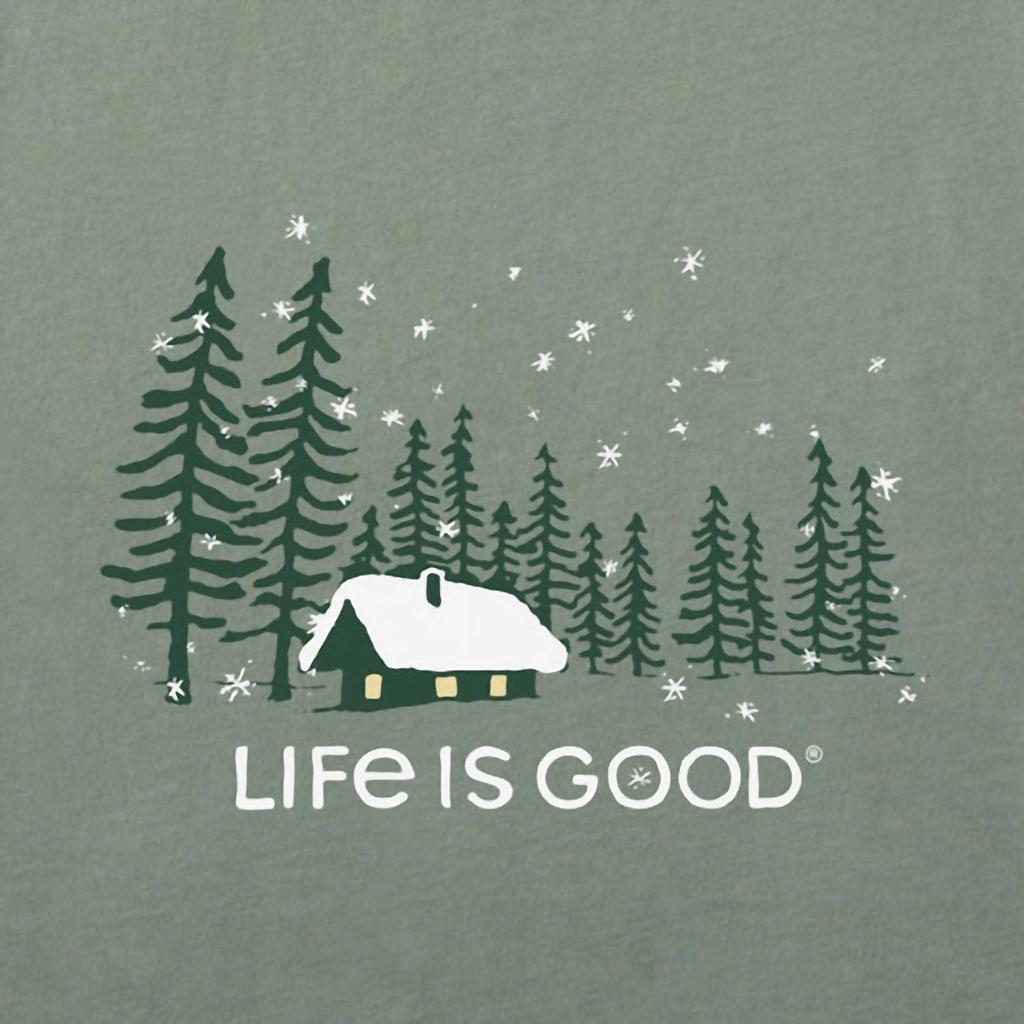 Life is Good Womens Snowy Evening Long Sleeve Tee In Moss Green