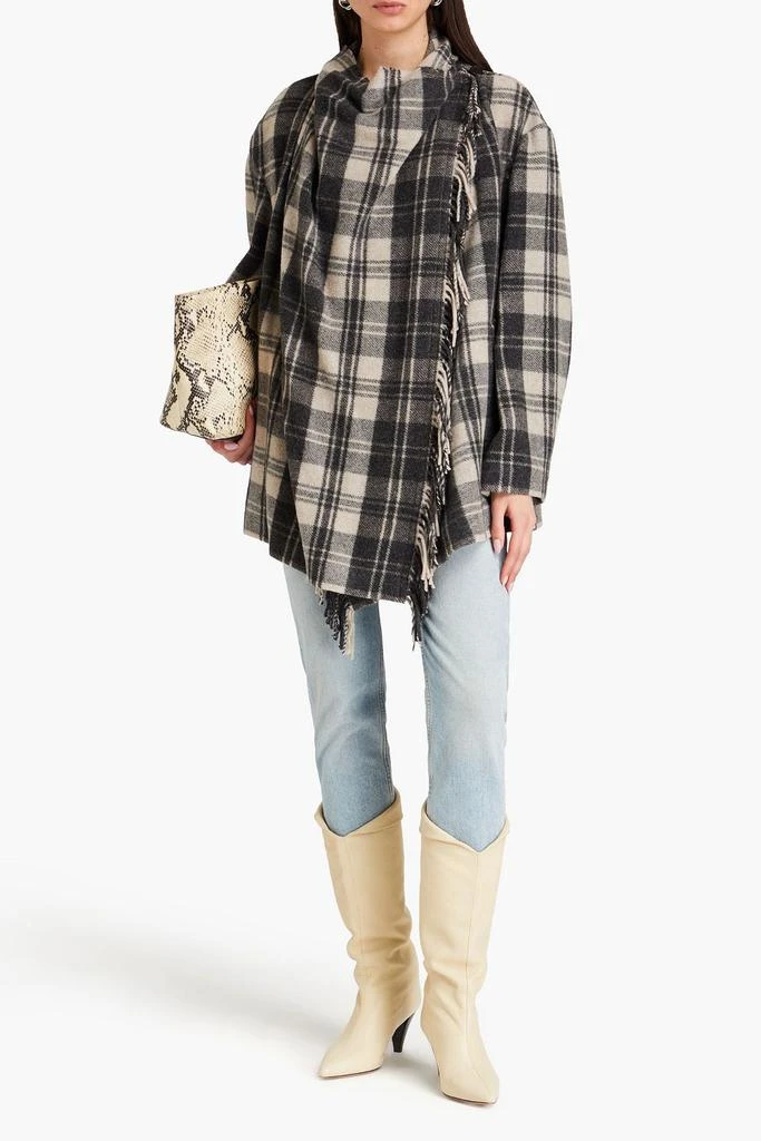 MARANT ÉTOILE Flemingli fringed checked wool-blend felt coat 2
