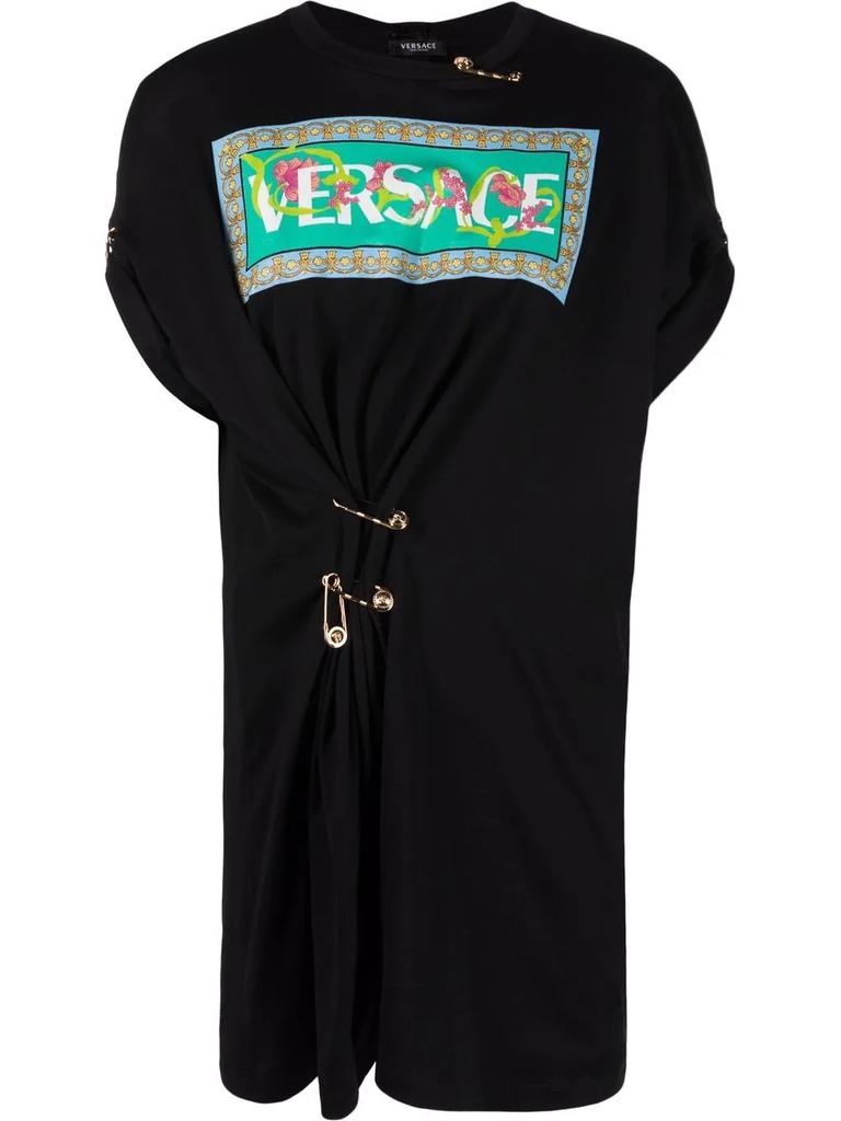 Versace Safety Pin logo-print T-shirt - women -  -  - Black