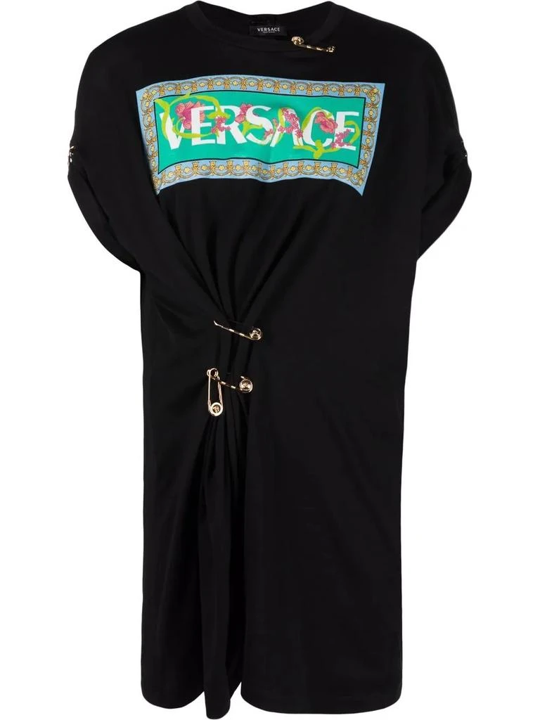 Versace Safety Pin logo-print T-shirt - women -  -  - Black 1