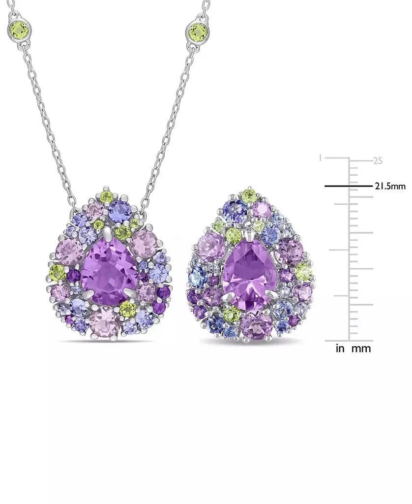 Macy
s 2-Pc. Set Multi-Gemstone (13-1/3 ct. t.w.) Teardrop Halo Cluster Pendant Necklace
Matching Stud Earrings in Sterling Silver 4