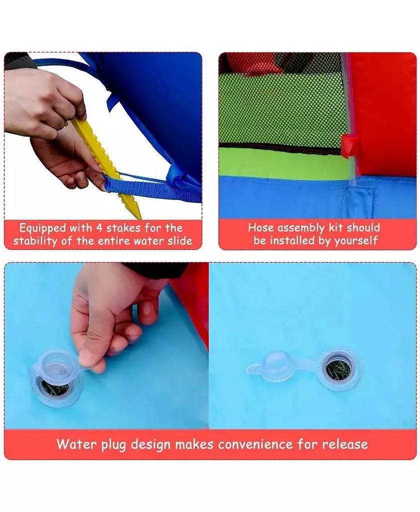 Slickblue Inflatable Water Slide Jumper Bounce House with Ocean Balls Fun Outdoor Playset for Kids 8