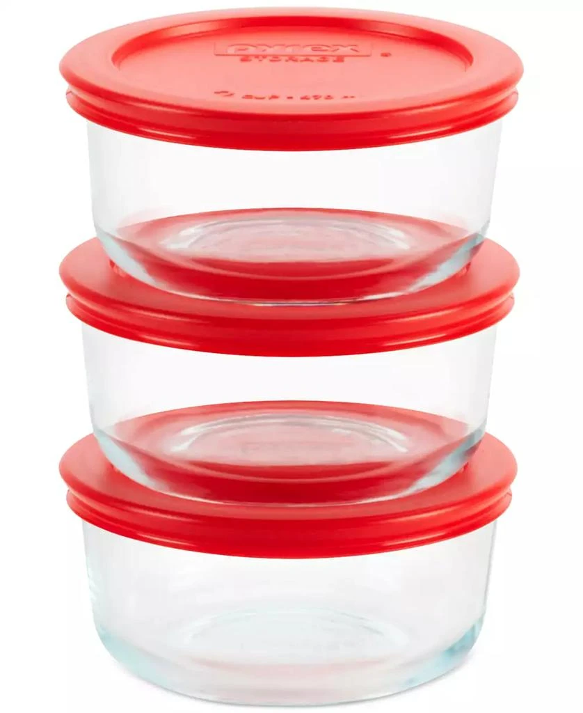 Pyrex 2-Cup Round Glass Storage Containers, 3-Pack 1