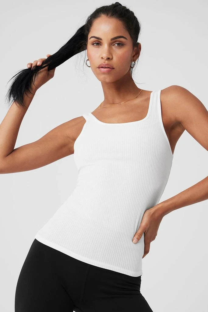 Alo Ribbed Sea Coast Scoop Neck Tank - White 5
