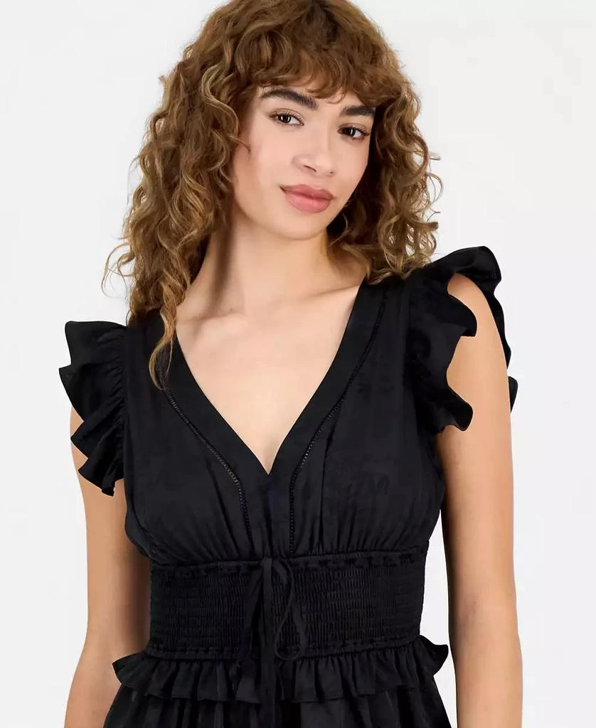And Now This Petite Jacquard Smocked-Waist Ruffle Jumpsuit, Macy's Exclusive 3