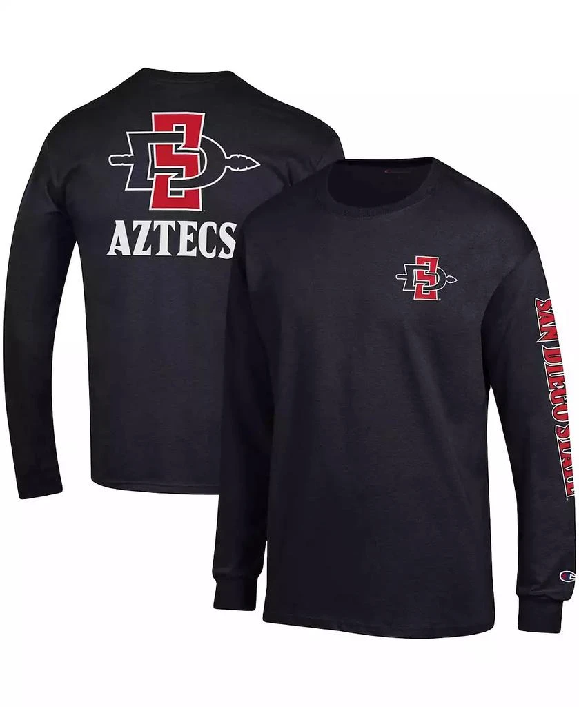 CHAMPION Men's Black San Diego State Aztecs Team Stack Long Sleeve