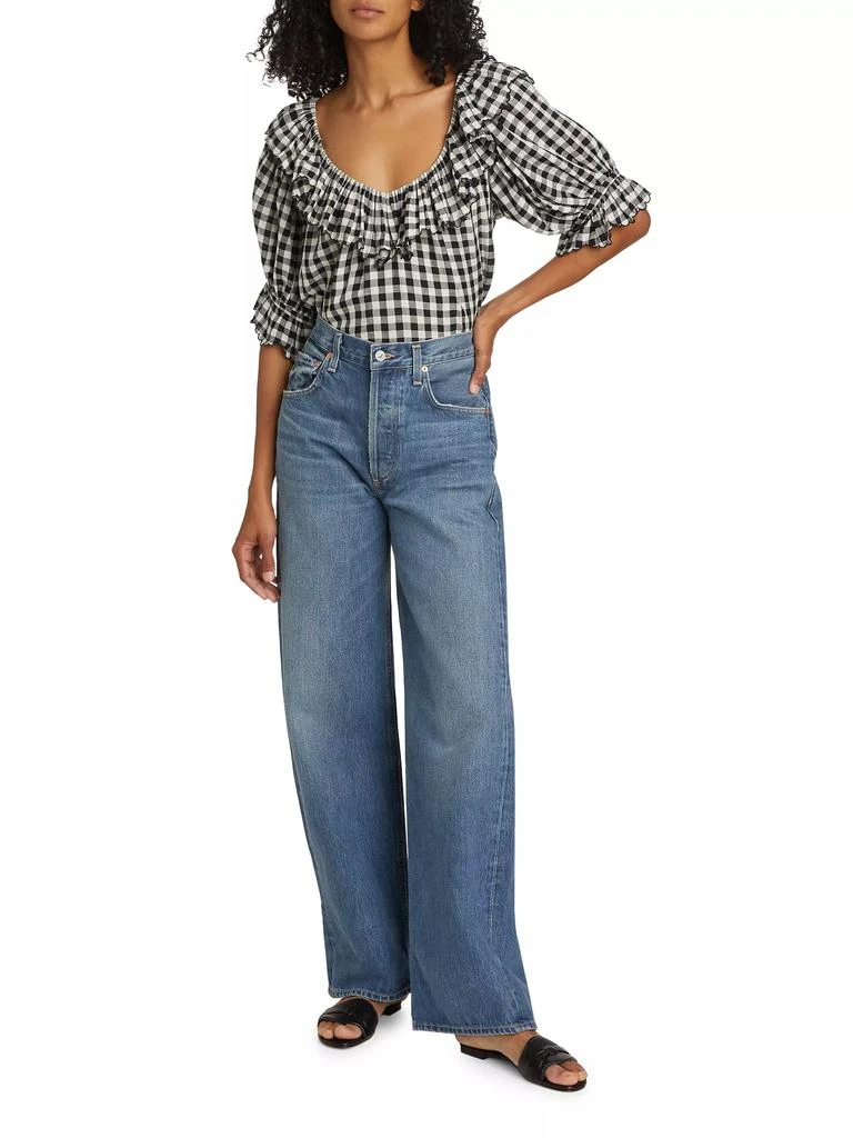 DÔEN Samara Gingham Ruffled Top 2