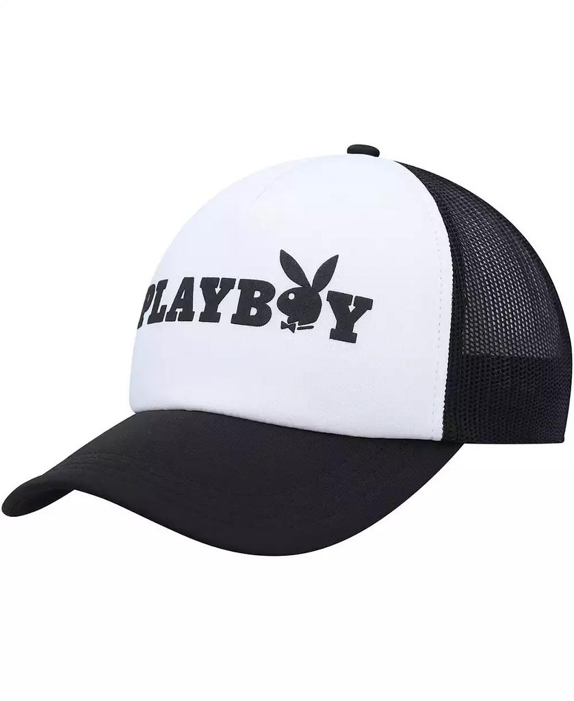 Playboy Men's White, Black Foam Trucker Snapback Hat
