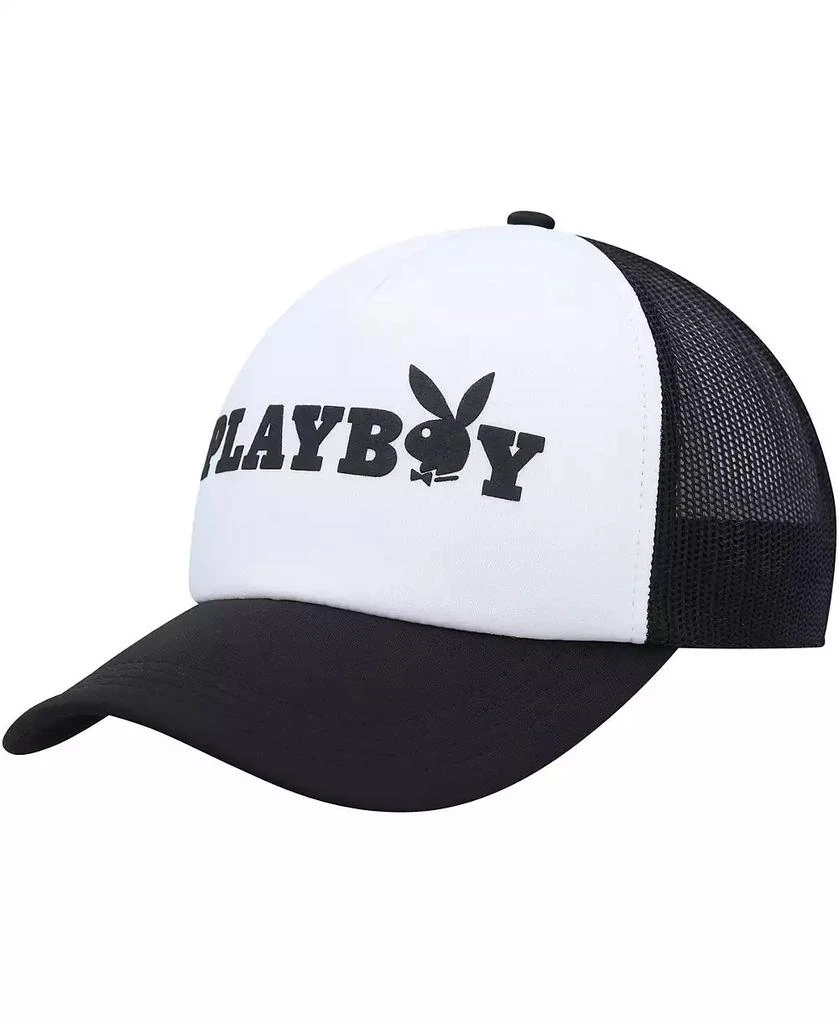 Playboy Men's White, Black Foam Trucker Snapback Hat 1