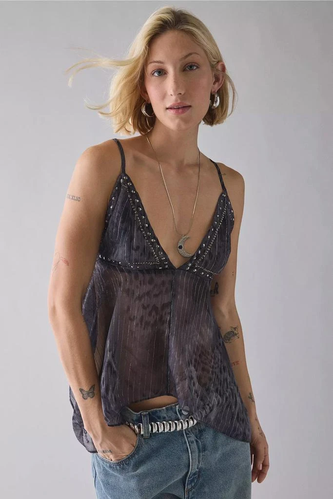 Urban Outfitters UO Spellbound Shimmer Chiffon Hanky Hem Babydoll Cami 1