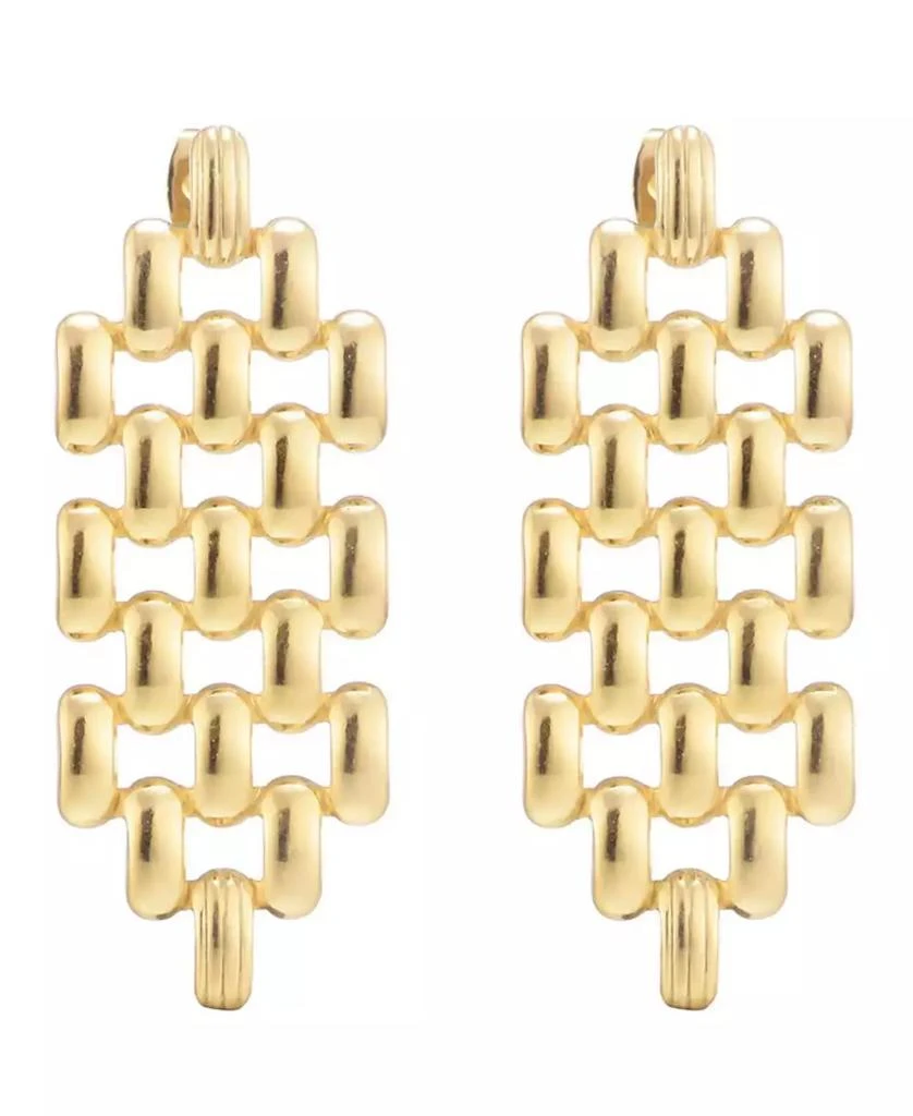 ADORNIA Tarnish Resistant Gold Grid Drop Earrings