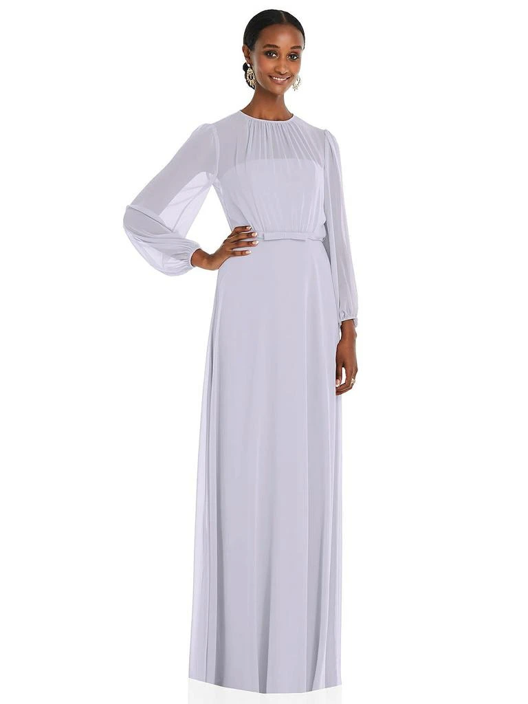Dessy Collection Strapless Chiffon Maxi Dress with Puff Sleeve Blouson Overlay 1