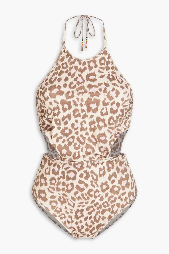 Zimmermann Cutout leopard-print halterneck swimsuit