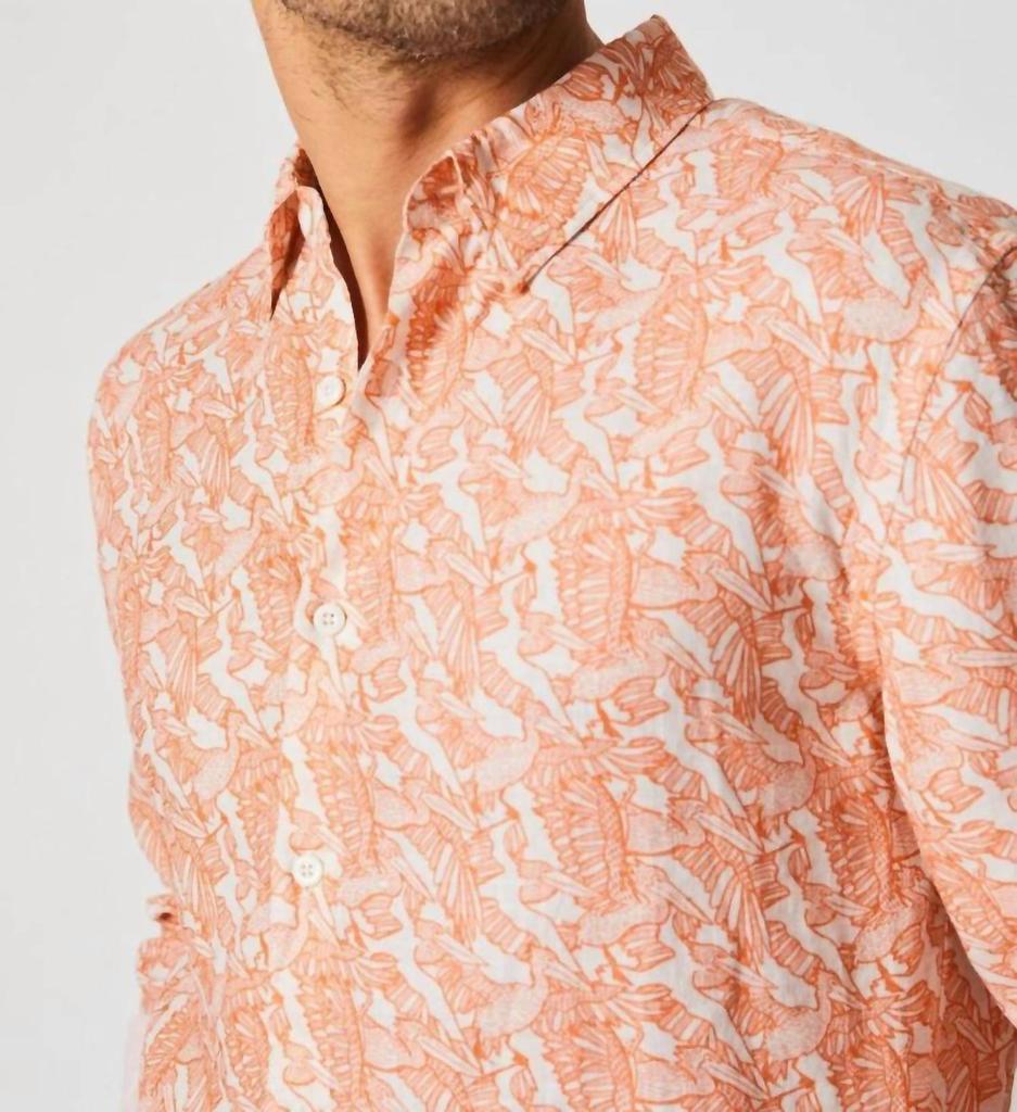 Billy Reid Men's Flock Linen Wilson Shirt In Terracotta