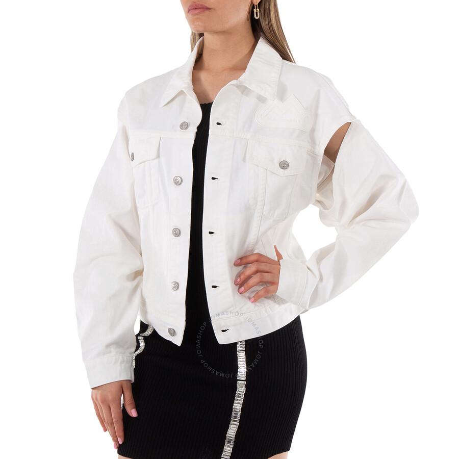 MM6 MM6 Ladies White Cut-out Detail Denim Jacket