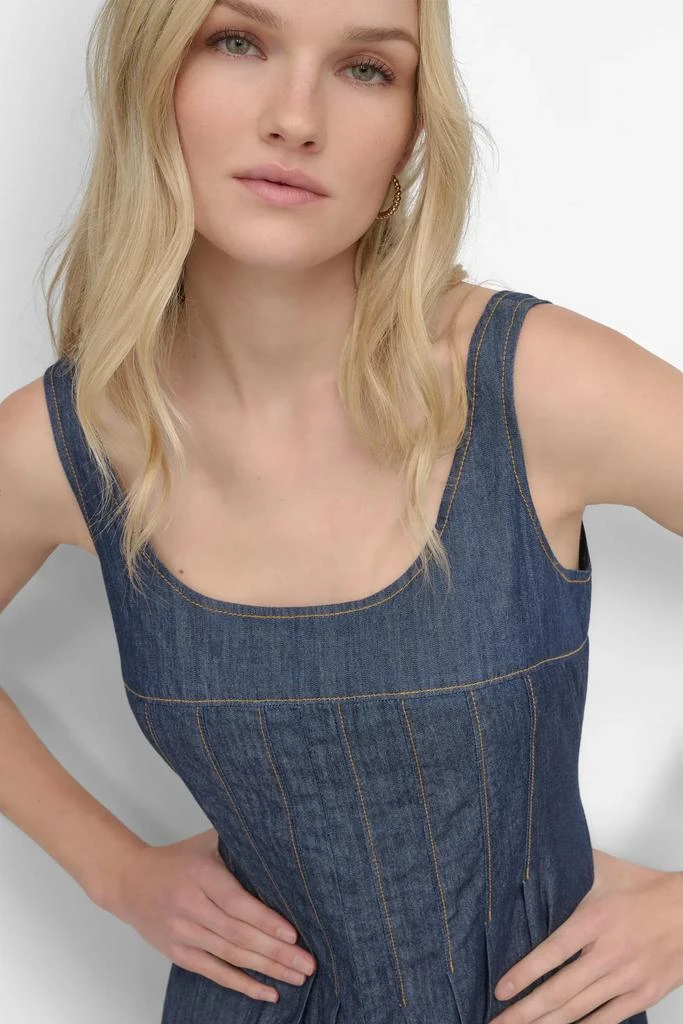 DKNY CORSET SITTED DENIM DRESS 4