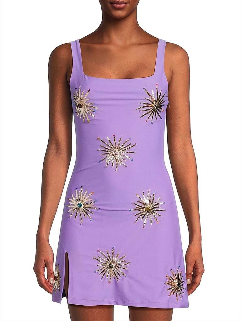 Oceanus Iris Nights Bullion-Embroidered Minidress 3