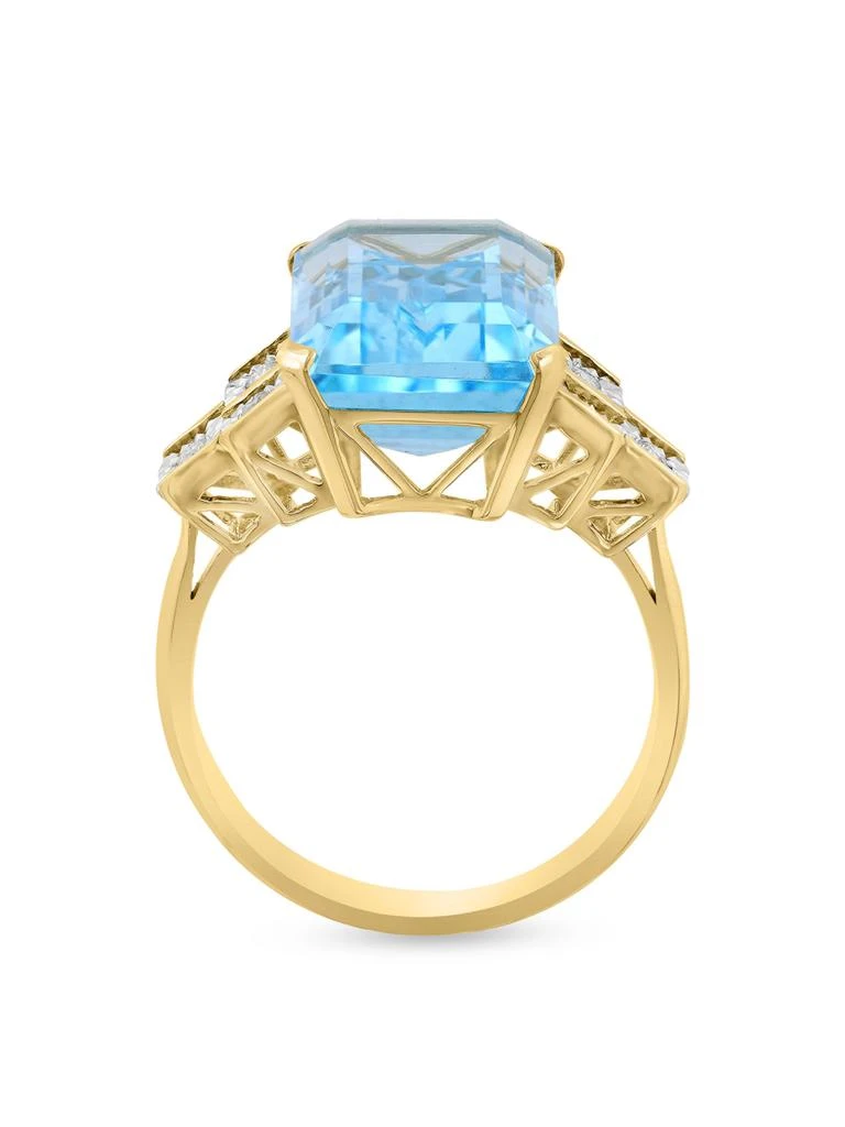 Effy 14K Yellow Gold, Sky Blue Topaz 
0.1 TCW Diamond Ring 2