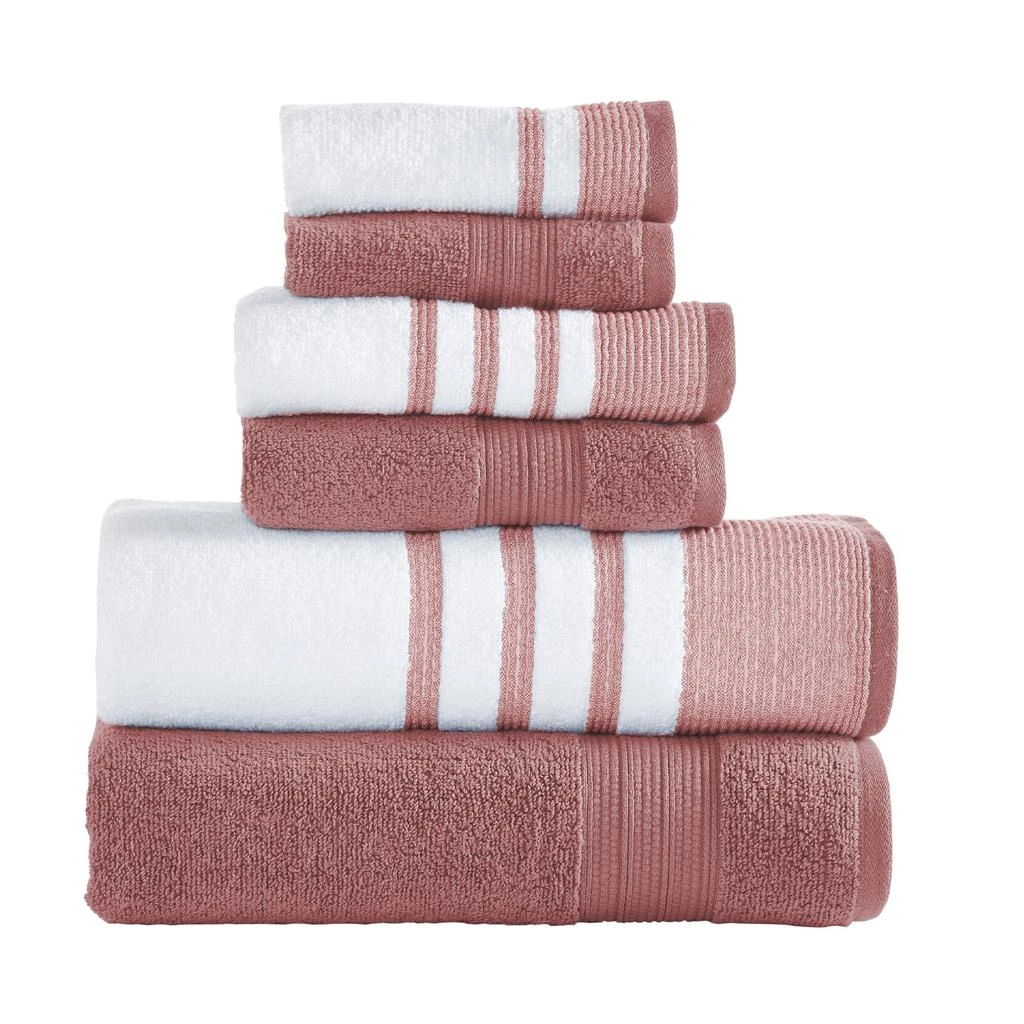 Modern Threads 6-Piece Quick Dry White/Contrast Towel Set Reinhart 7