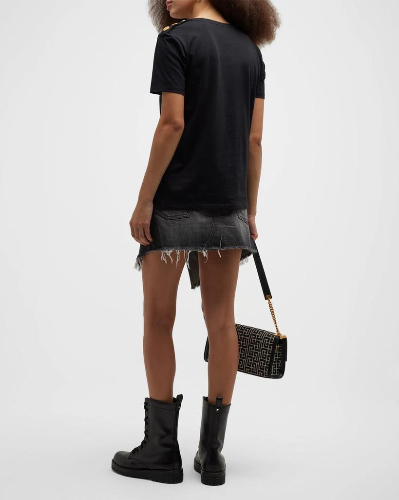 Balmain 3-Button Flocked Logo T-Shirt 7