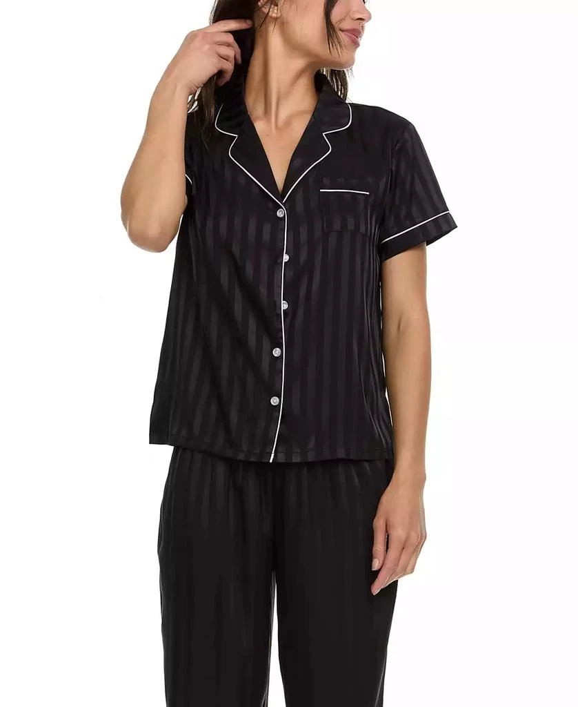 Flora Nikrooz Women's Angela Jacq Stripe Notch Pajama Set 3