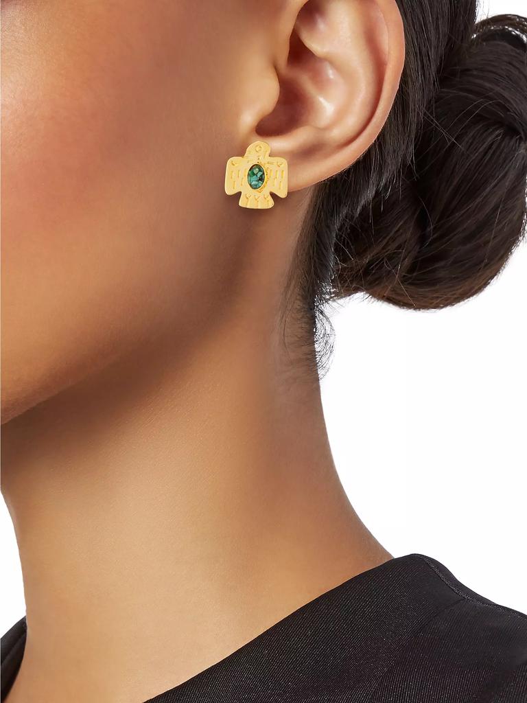 GAS Bijoux Eagle 24K-Gold-Plated & Turquoise Stud Earrings