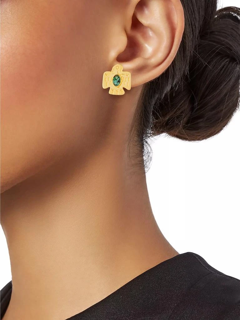 GAS Bijoux Eagle 24K-Gold-Plated &amp; Turquoise Stud Earrings 2