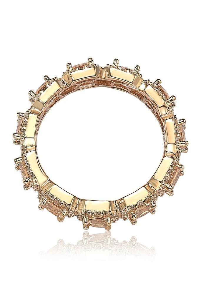 Suzy Levian 14K Rose Gold Plated Sterling Silver Asscher Cut Brown & White Cubic Zirconia Band Ring 6