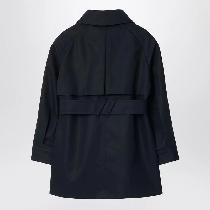 Burberry Single-breasted navy blue cotton trench coat 2