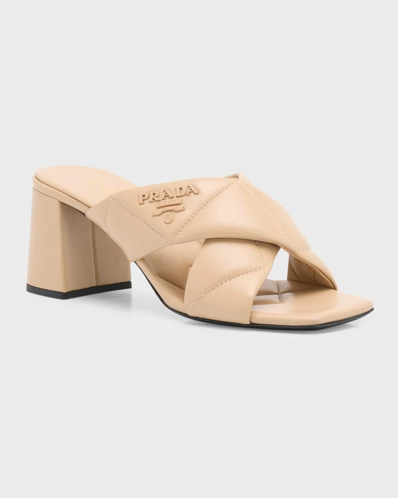 Prada Quilted Lambskin Crisscross Slide Sandals 2