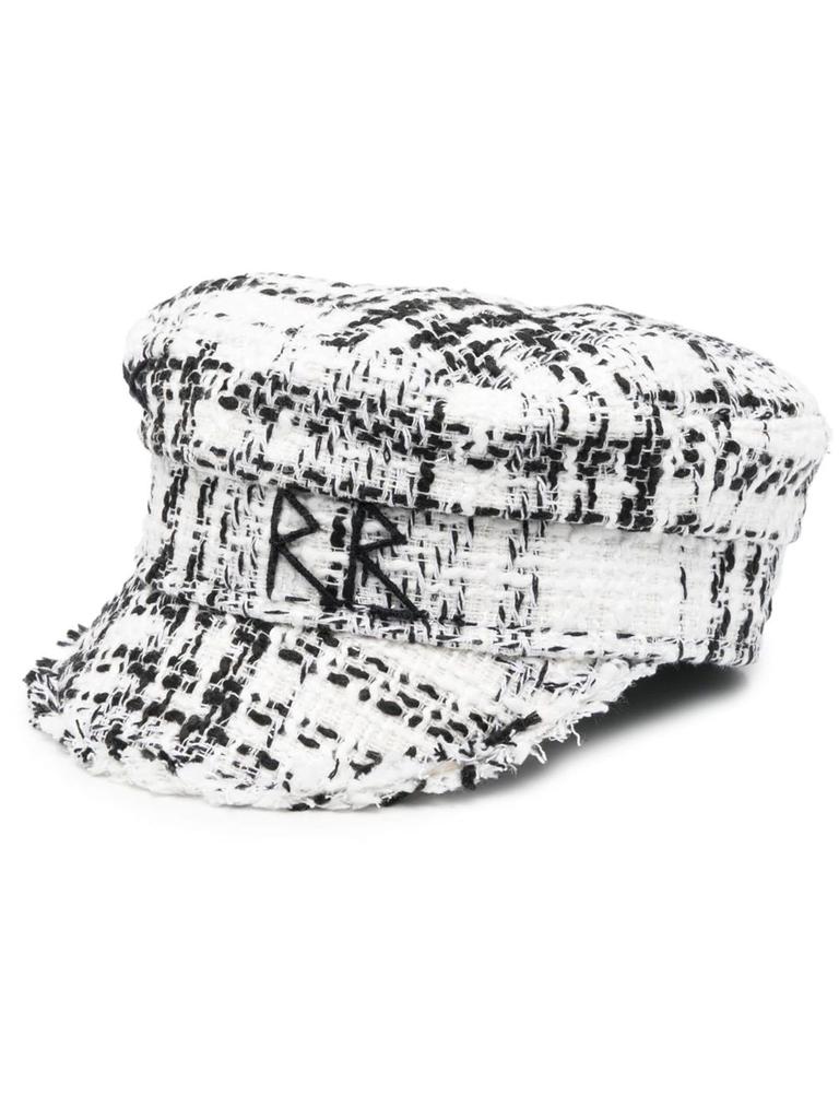 Ruslan Baginskiy White And Black Bouclé Baker Boy Cap