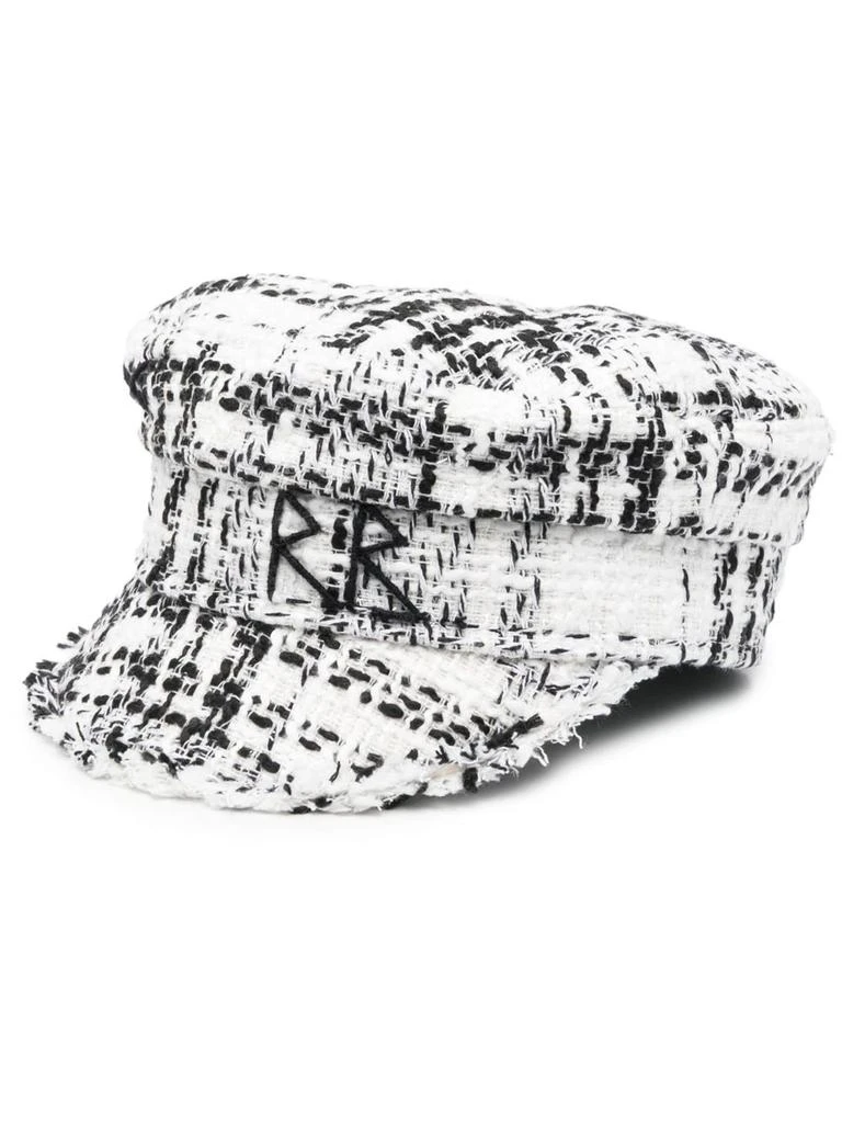 Ruslan Baginskiy White And Black Bouclé Baker Boy Cap 1