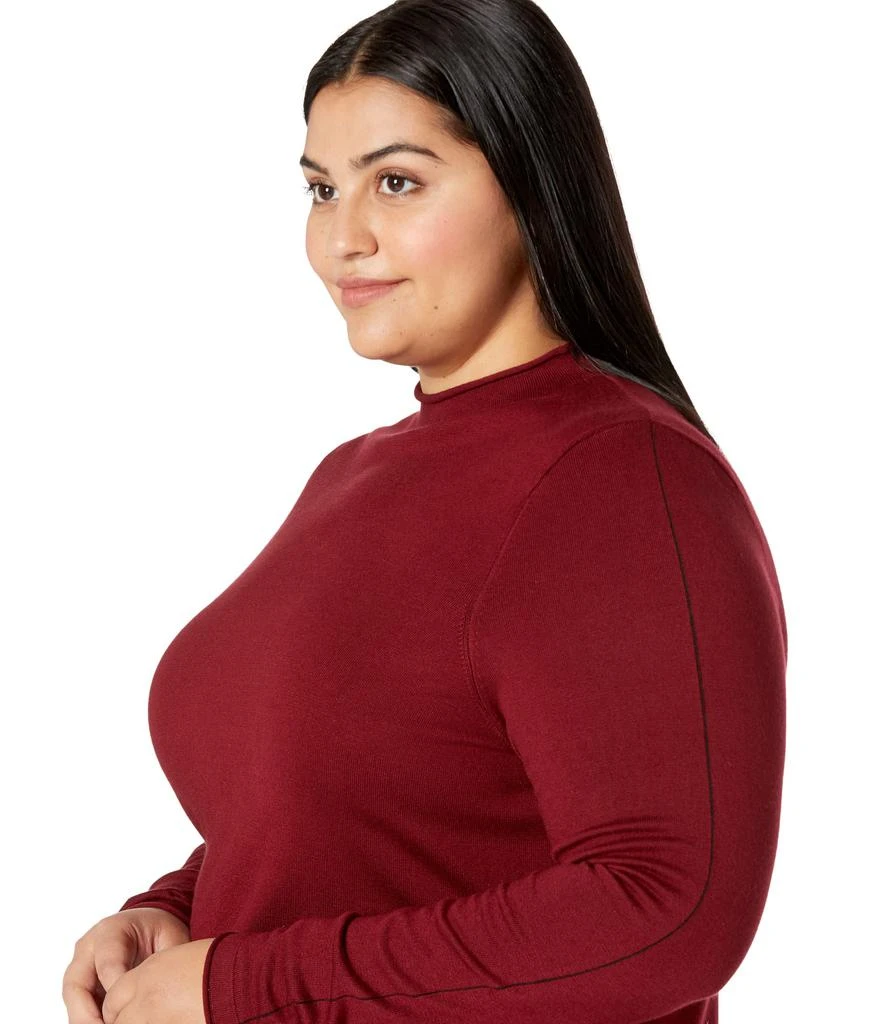 Liverpool Plus Size Mock Neck Rolled Hem Long Sleeve Sweater 3