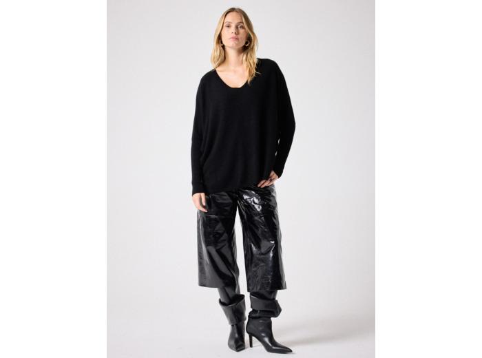 Notshy Pull poncho cachemire col V Faustine NOIR