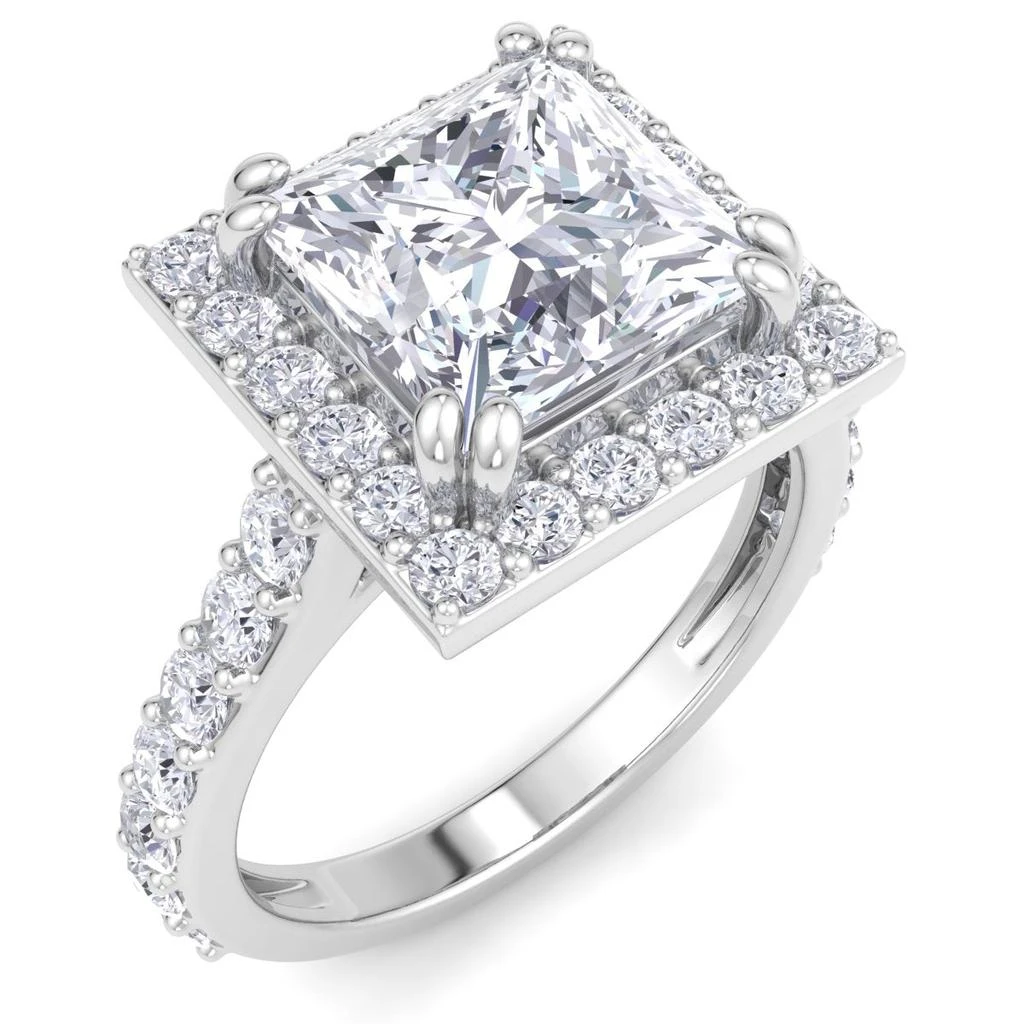 SSELECTS 4 Carat Princess Cut Lab Grown Diamond Halo Engagement Ring In 14K White Gold G-H, Vs2 2