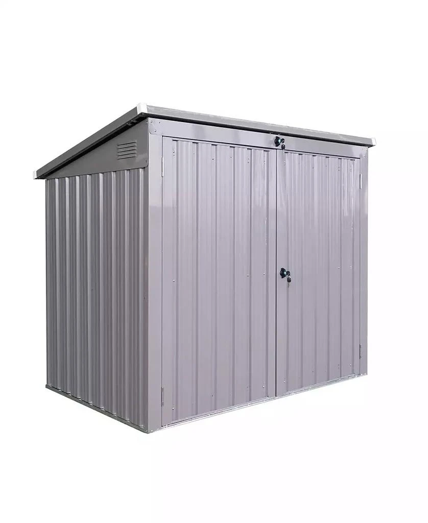 LUCKY ONE Mondawe 62"x40"x52"Stainless Galvanized Steel Bin Shed Stores 2 Trash Cans for Garbage Storage