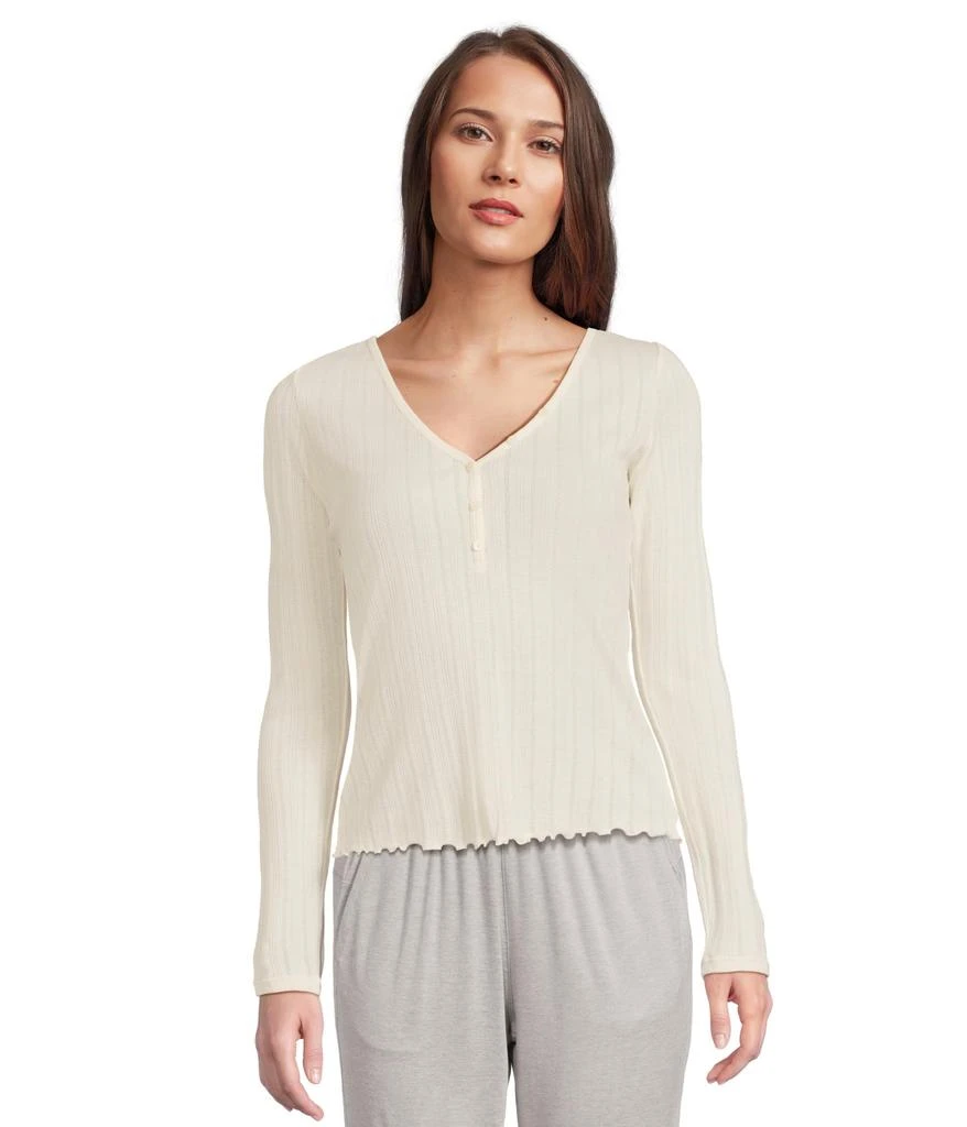 Eberjey Pointelle V-Neck Henley 1