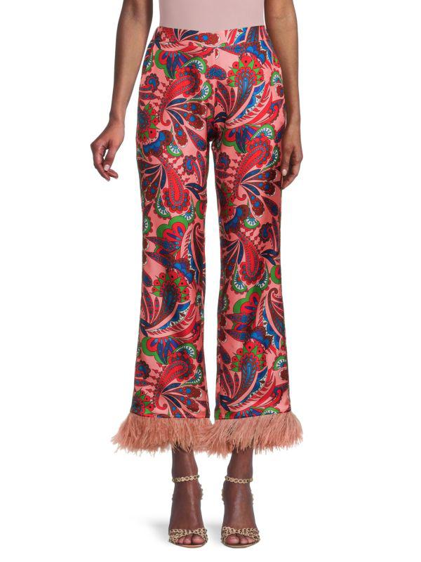 Borgo de Nor Eden Silk Ostrich Feather Pants