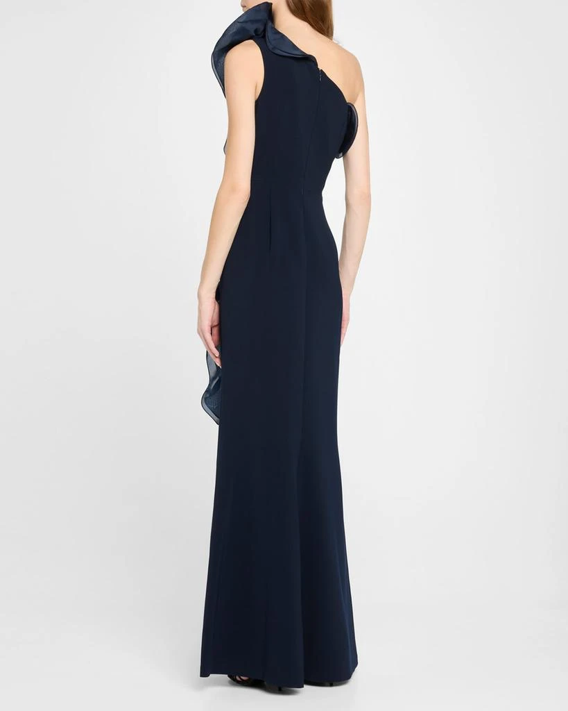 Teri Jon One-Shoulder Ruffle Column Gown 3