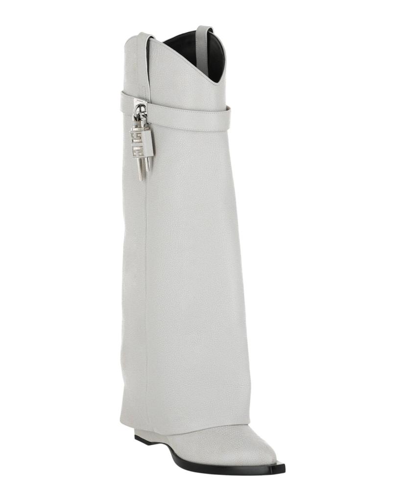 Givenchy Shark Lock Cowboy Boots In Aged Leather