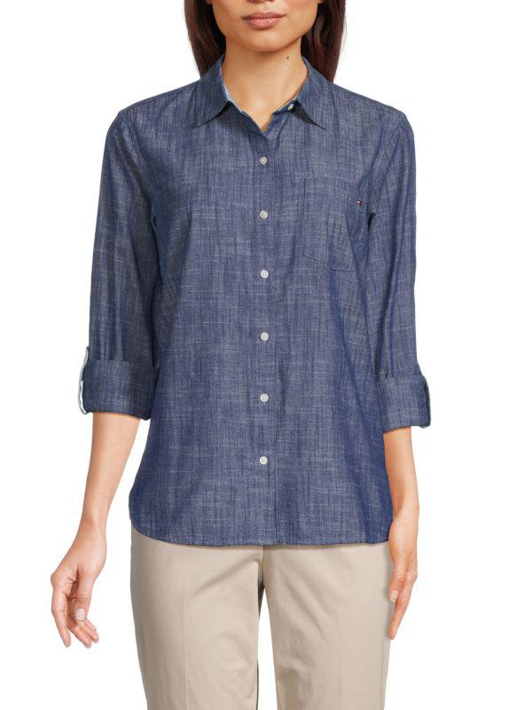Tommy Hilfiger Roll-Tab Chambray Button Down Shirt