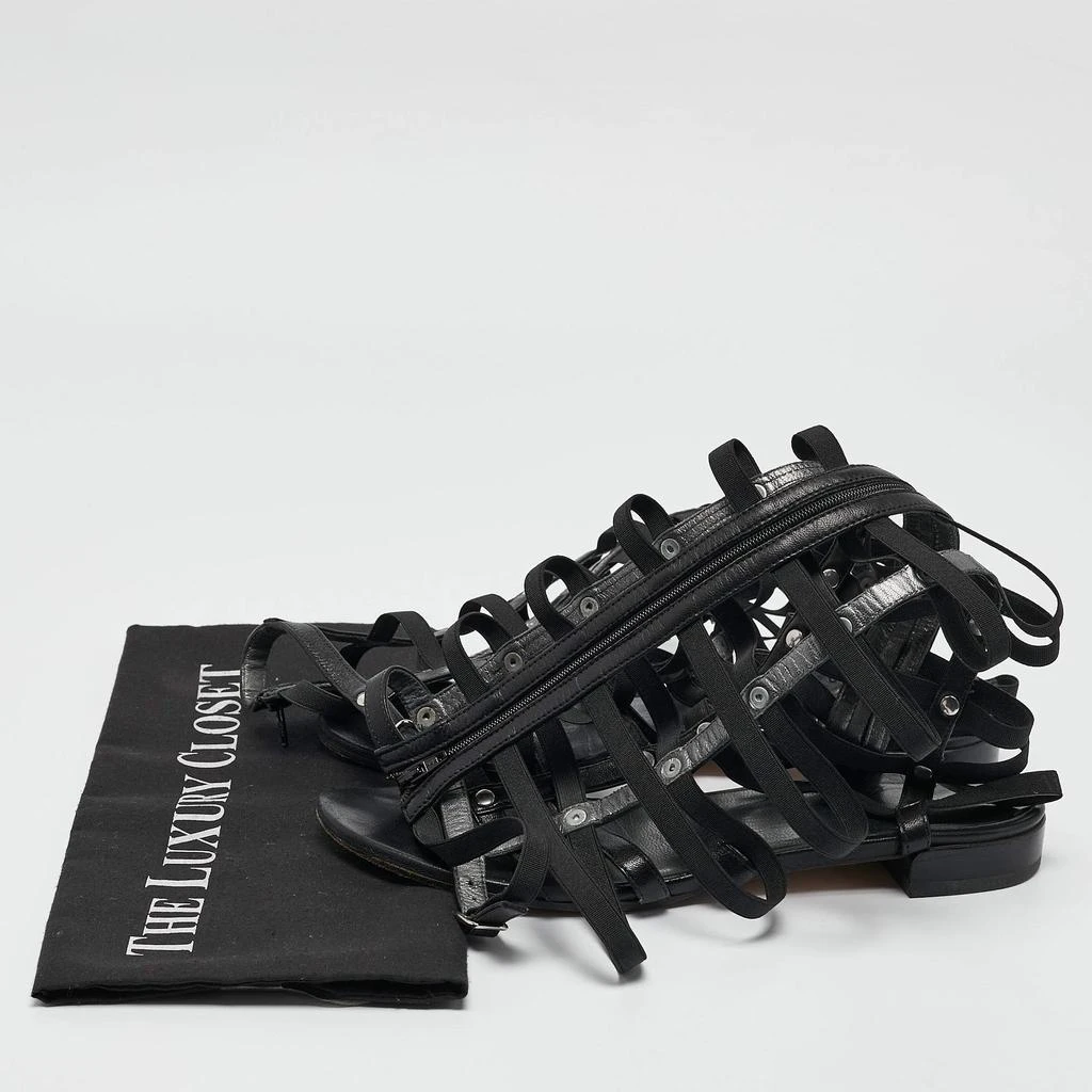 Stuart Weitzman Stuart Weitzman Black Leather Aphrodite Gladiator Flat Sandals Size 38.5  9
